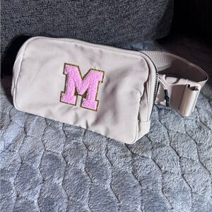 Pink and Cream Belt Bag with M Patch
